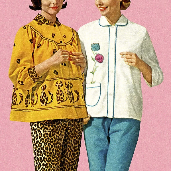 Woman in Leopard Outfit With Woman in Blue Outfit