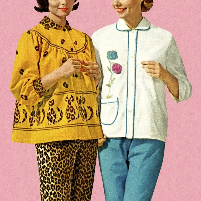 Framed Print : Woman in Leopard Outfit With Woman in Blue Outfit Framed Print : Woman in Leopard Outfit With Woman in Blue Outfit