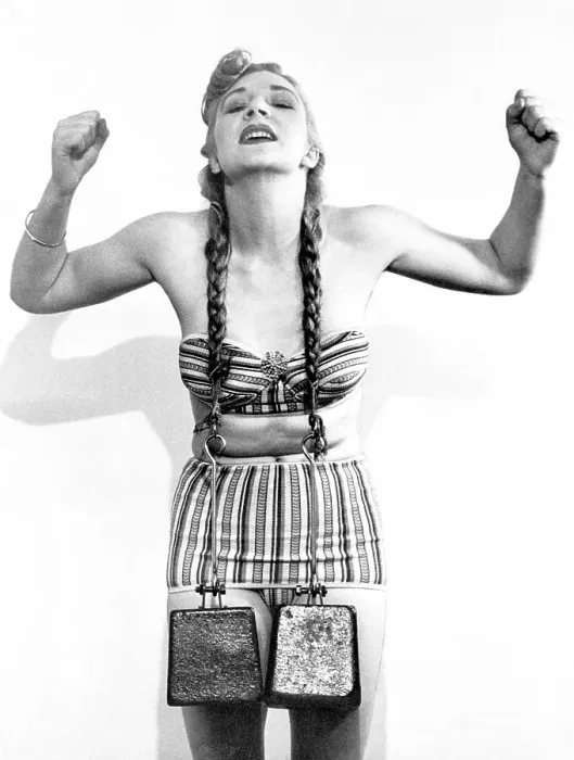 Framed Print : Woman Lifting Weights With Pigtails Framed Print : Woman Lifting Weights With Pigtails
