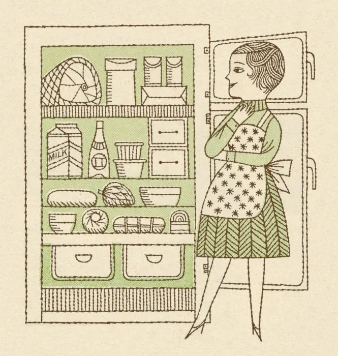 Framed Print : Woman Looking Inside Refrigerator Framed Print : Woman Looking Inside Refrigerator