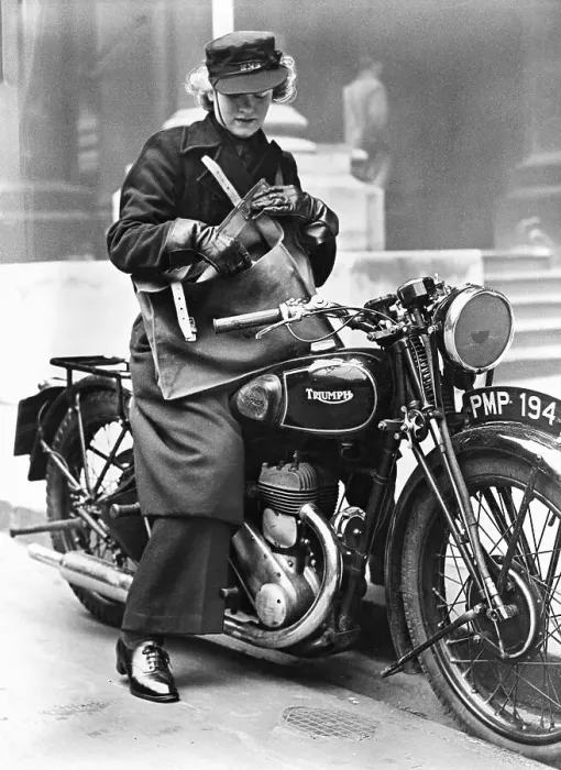 Framed Print : Woman Mail Carrier On Motorcycle Framed Print : Woman Mail Carrier On Motorcycle