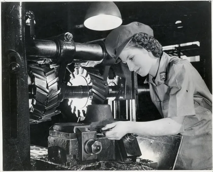 Framed Print : Woman Making Airplane Engine Parts Framed Print : Woman Making Airplane Engine Parts