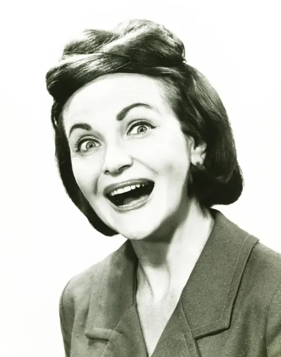 Framed Print : Woman making face, (B&W), portrait Framed Print : Woman making face, (B&W), portrait
