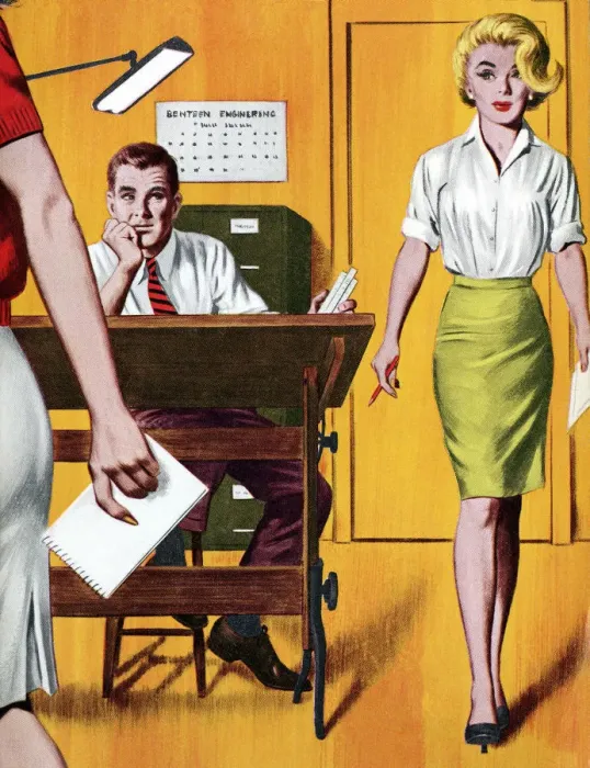 Framed Print : Woman and Man in Office Framed Print : Woman and Man in Office