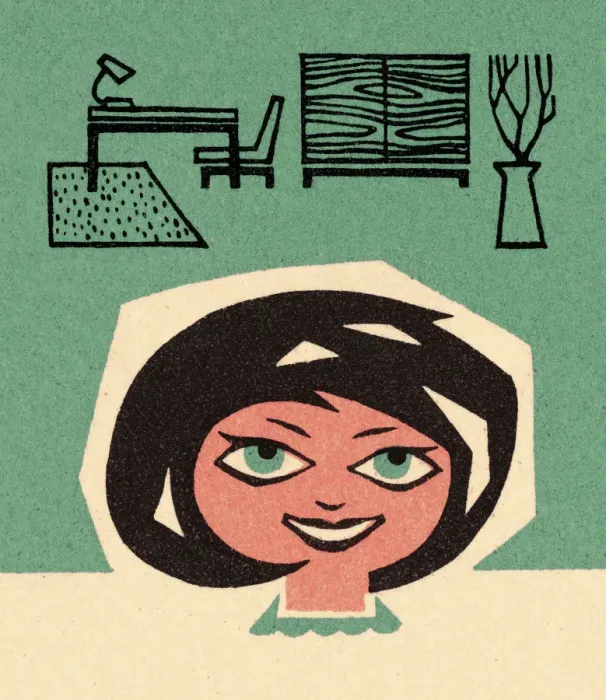 Framed Print : Woman and Mid-Century Furniture Framed Print : Woman and Mid-Century Furniture