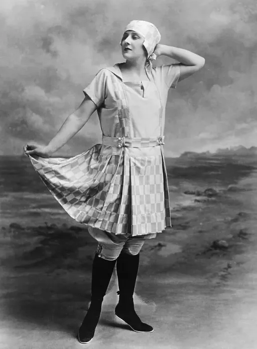 Framed Print : Woman Modeling Bathing Costume Framed Print : Woman Modeling Bathing Costume