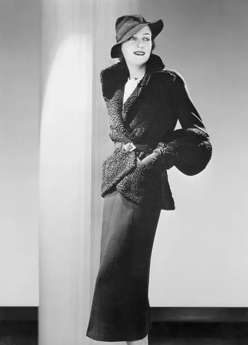 Framed Print : Woman Modeling Coat from Lucien Lelong Framed Print : Woman Modeling Coat from Lucien Lelong