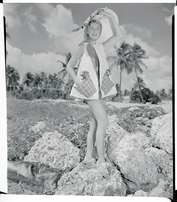 Framed Print : Woman Modeling Fun Beach Ensemble Framed Print : Woman Modeling Fun Beach Ensemble