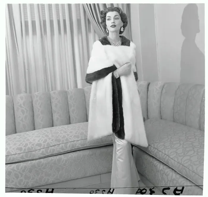 Framed Print : Woman Modeling Fur Stole Framed Print : Woman Modeling Fur Stole
