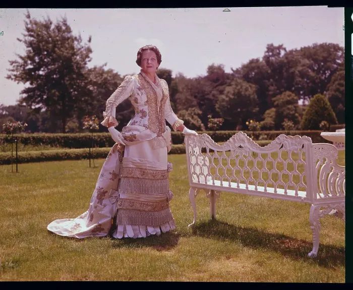 Framed Print : Woman Modeling Gown on Lawn Framed Print : Woman Modeling Gown on Lawn