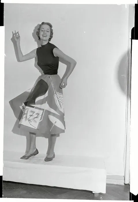 Framed Print : Woman Modeling a Skirt