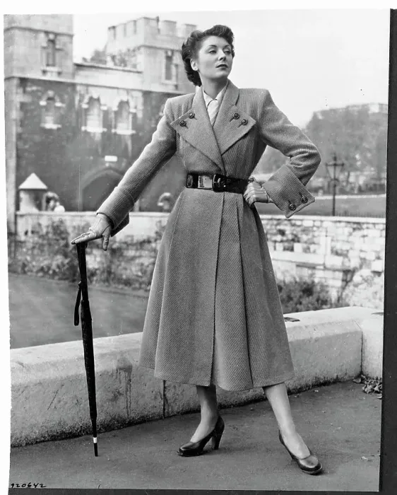 Framed Print : Woman Models Tweed Coat Framed Print : Woman Models Tweed Coat