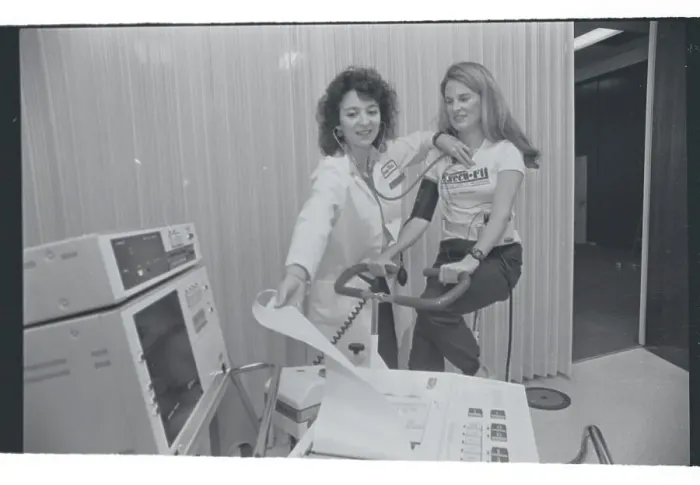 Framed Print : Woman Being Monitored on Exercise Bike Framed Print : Woman Being Monitored on Exercise Bike