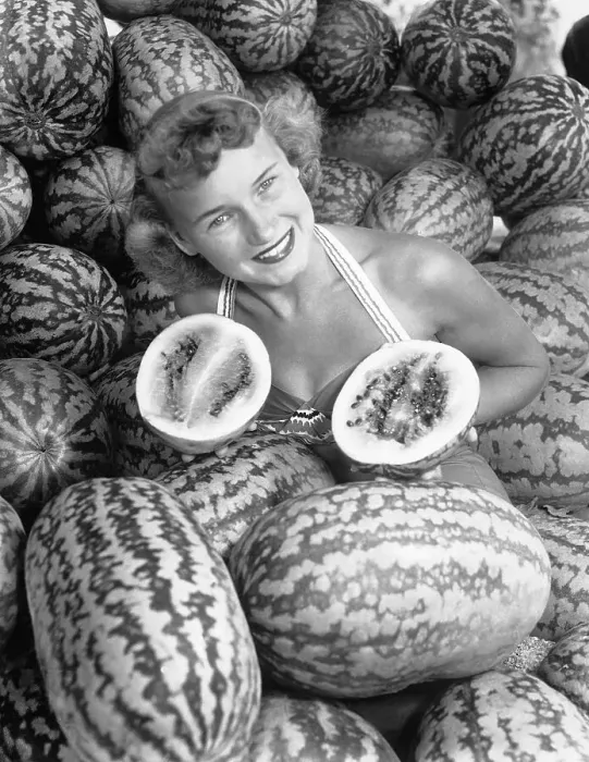 Framed Print : Woman with New Type of Watermelons Framed Print : Woman with New Type of Watermelons