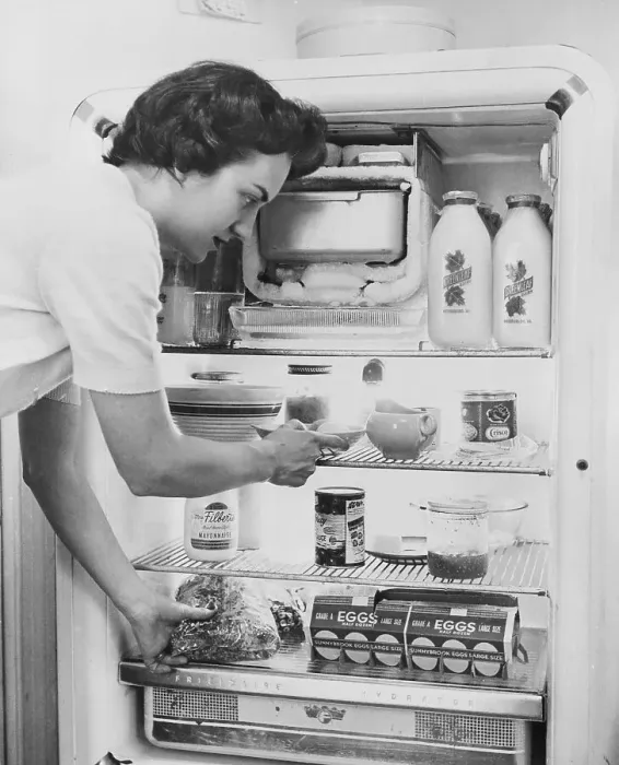 Framed Print : Woman In Open Refrigerator Framed Print : Woman In Open Refrigerator