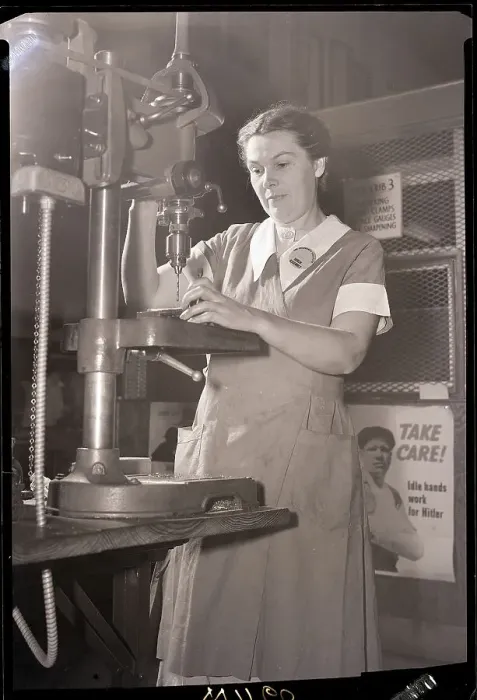Framed Print : Woman Operating Drill Press Framed Print : Woman Operating Drill Press