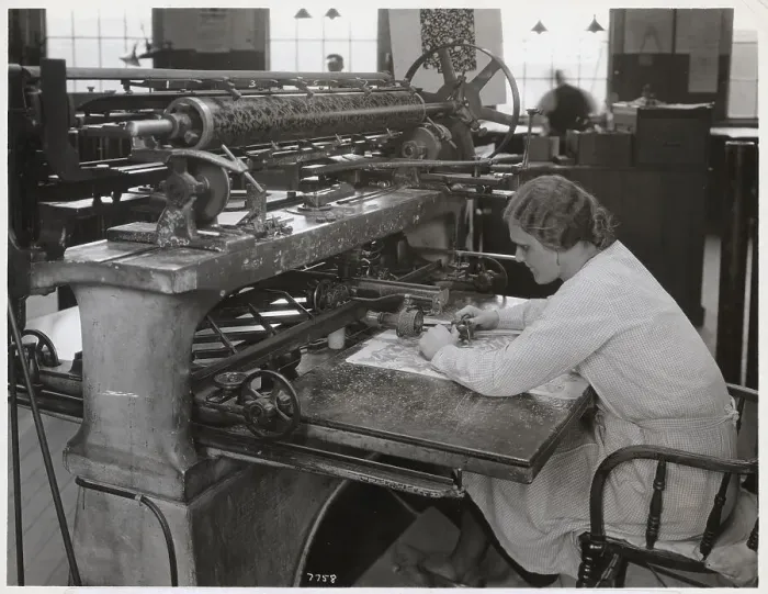 Framed Print : Woman Operating Pantograph Machine Framed Print : Woman Operating Pantograph Machine