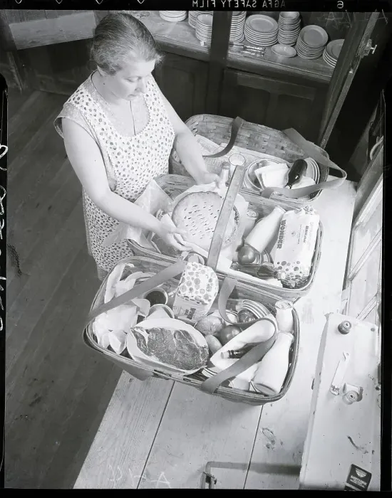 Framed Print : Woman Packing Picnic Lunch at Hubbard House Framed Print : Woman Packing Picnic Lunch at Hubbard House