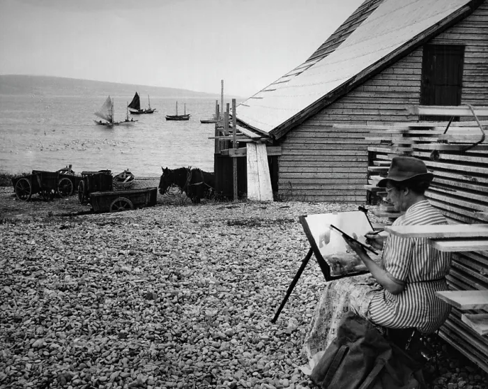 Framed Print : Woman Painter On Beach Framed Print : Woman Painter On Beach