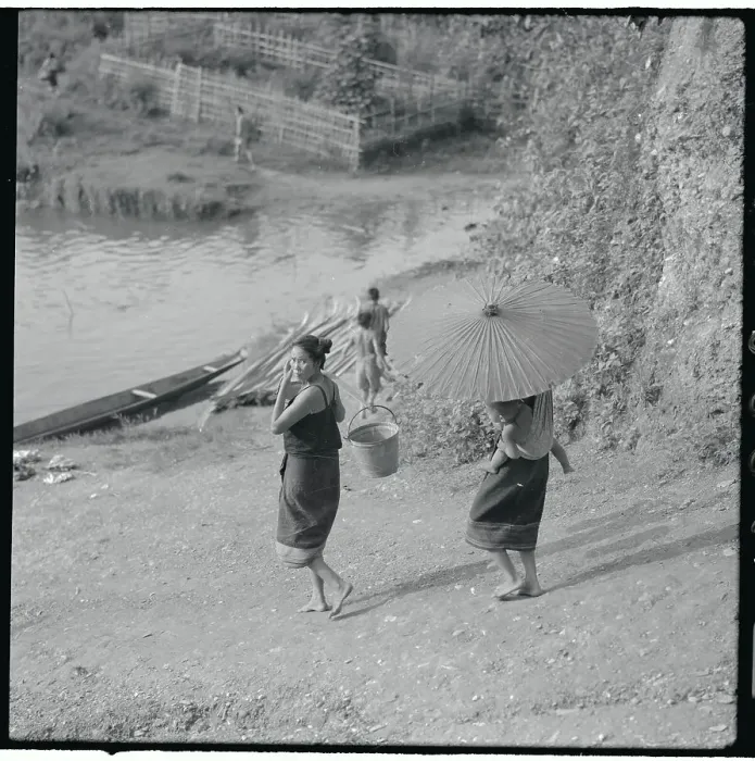 Framed Print : Woman with parasol Walking by River Framed Print : Woman with parasol Walking by River