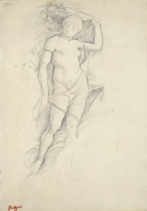 Framed Print : Woman, partly draped, with a slight Study of a Centaur, lower right, late 19th century Framed Print : Woman, partly draped, with a slight Study of a Centaur, lower right, late 19th century