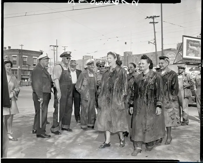 Framed Print : Woman Picketers in Grease-Covered Coats Framed Print : Woman Picketers in Grease-Covered Coats