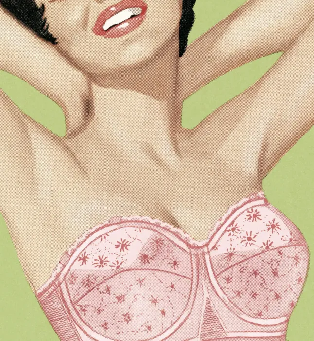 Framed Print : Woman in Pink Strapless Bra Framed Print : Woman in Pink Strapless Bra