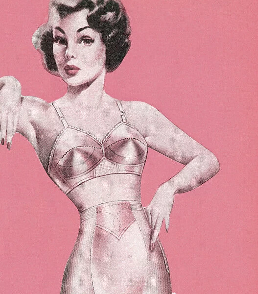 Woman in Pink Undergarments