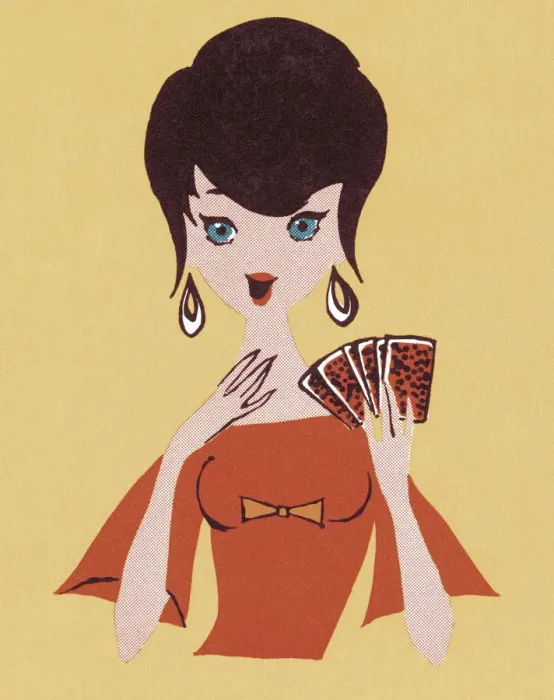 Framed Print : Woman Playing Cards Framed Print : Woman Playing Cards