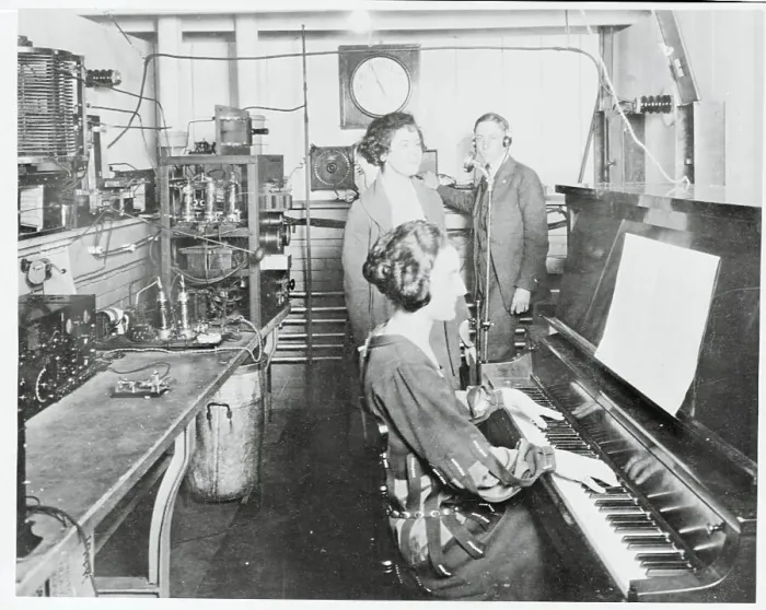 Framed Print : Woman Playing Piano for Radio Broadcast Framed Print : Woman Playing Piano for Radio Broadcast