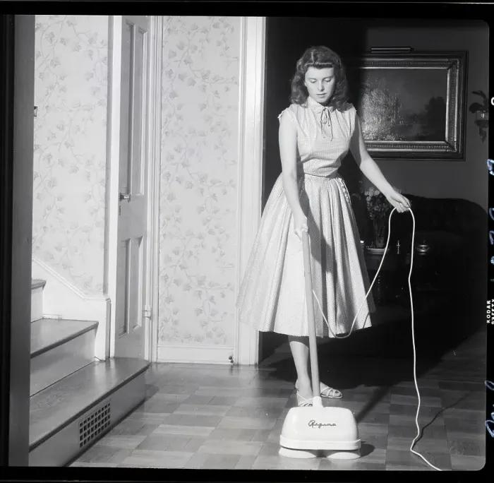 Framed Print : Woman Polishing Floor Framed Print : Woman Polishing Floor