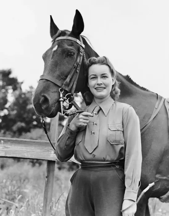 Framed Print : Woman posing with horse