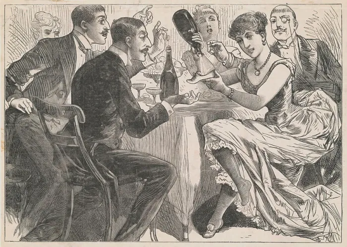 Framed Print : Woman Pouring Champagne in Shoe Framed Print : Woman Pouring Champagne in Shoe