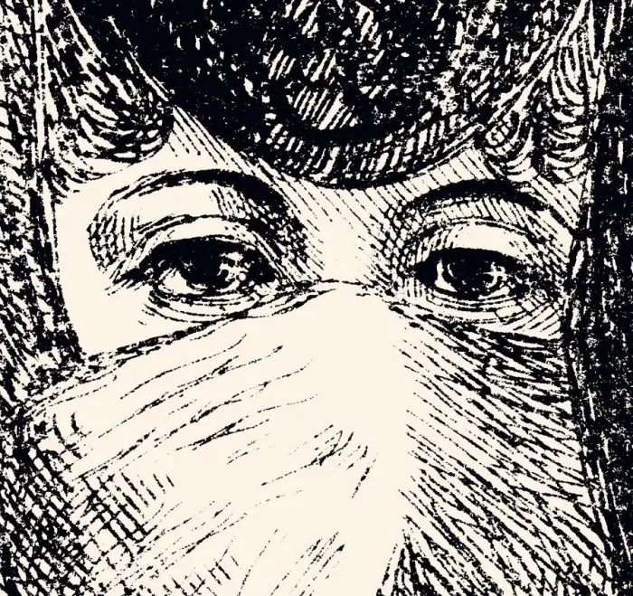 Framed Print : WOMAN WITH PROTECTIVE MASK IN 1871 (XXXL) Framed Print : WOMAN WITH PROTECTIVE MASK IN 1871 (XXXL)