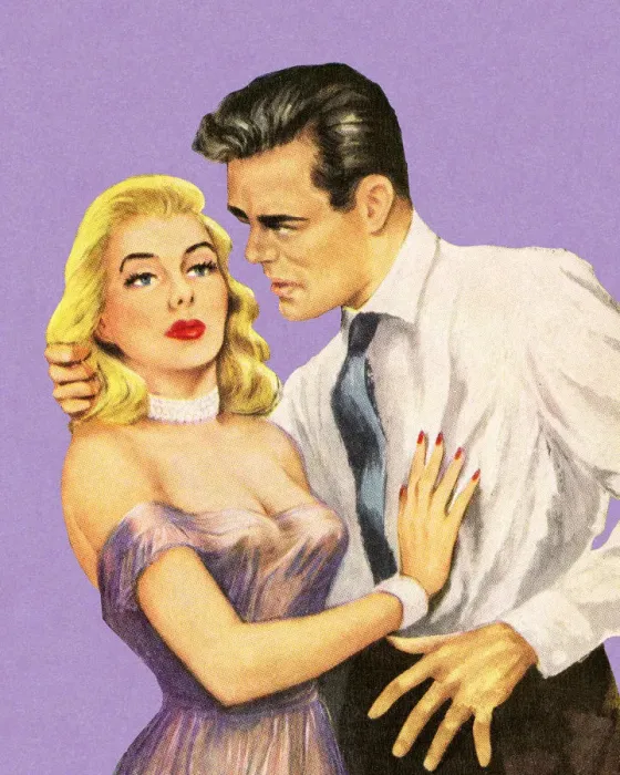 Framed Print : Woman Pushing Man Away Framed Print : Woman Pushing Man Away