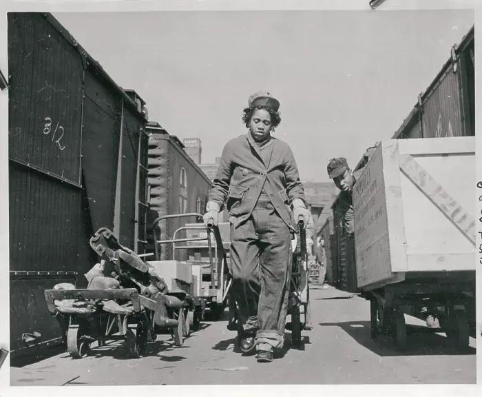 Framed Print : Woman Railroad Worker at Station Framed Print : Woman Railroad Worker at Station
