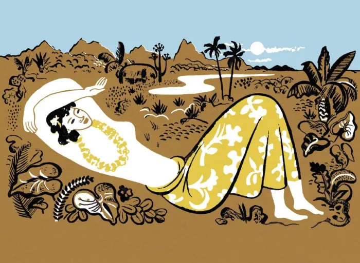 Framed Print : Woman Resting in a Tropical Garden