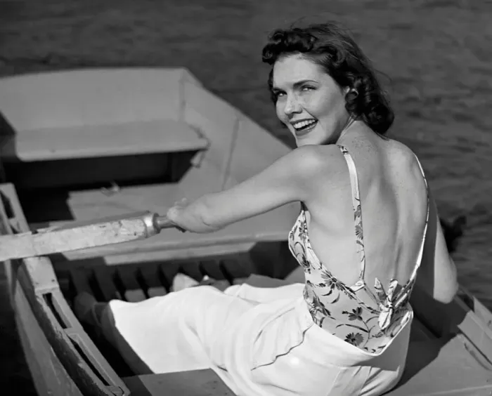 Framed Print : Woman in row boat
