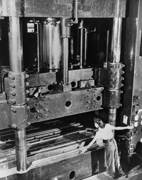 Framed Print : Woman Running a Hydro Press Framed Print : Woman Running a Hydro Press