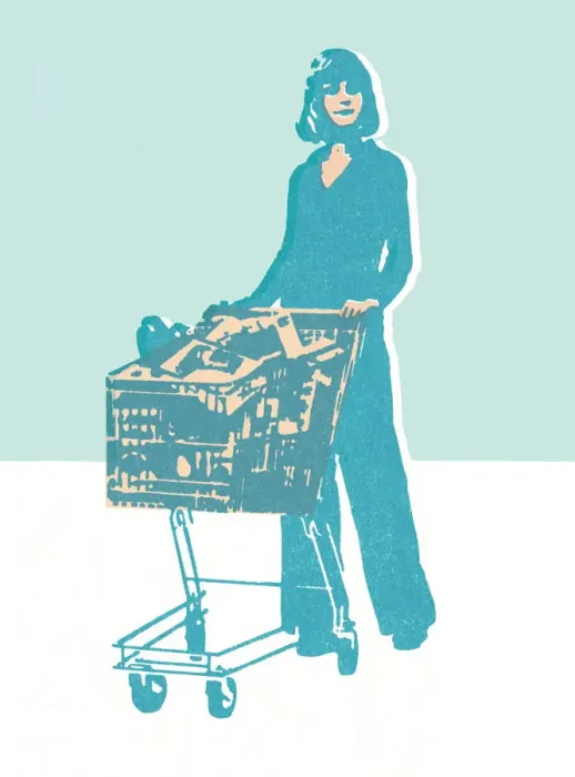 Framed Print : Woman with Shopping Cart Framed Print : Woman with Shopping Cart