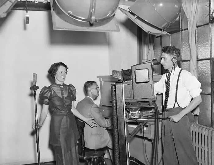 Framed Print : Woman Singing For Tv Broadcasting Demo Framed Print : Woman Singing For Tv Broadcasting Demo