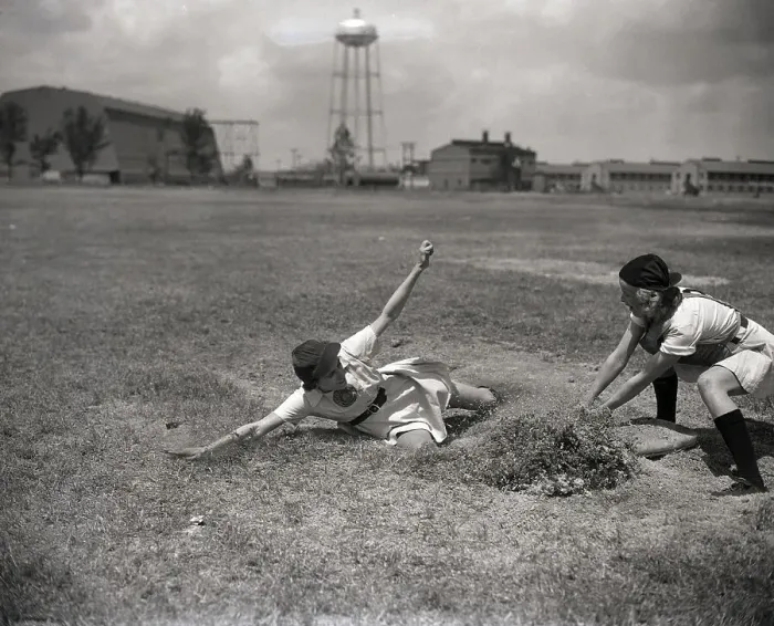 Framed Print : Woman Sliding In Baseball Action Framed Print : Woman Sliding In Baseball Action