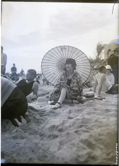 Framed Print : Woman Smoking Cigarette Under Parasol Framed Print : Woman Smoking Cigarette Under Parasol
