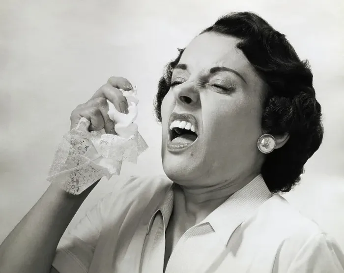 Framed Print : Woman Sneezing Framed Print : Woman Sneezing
