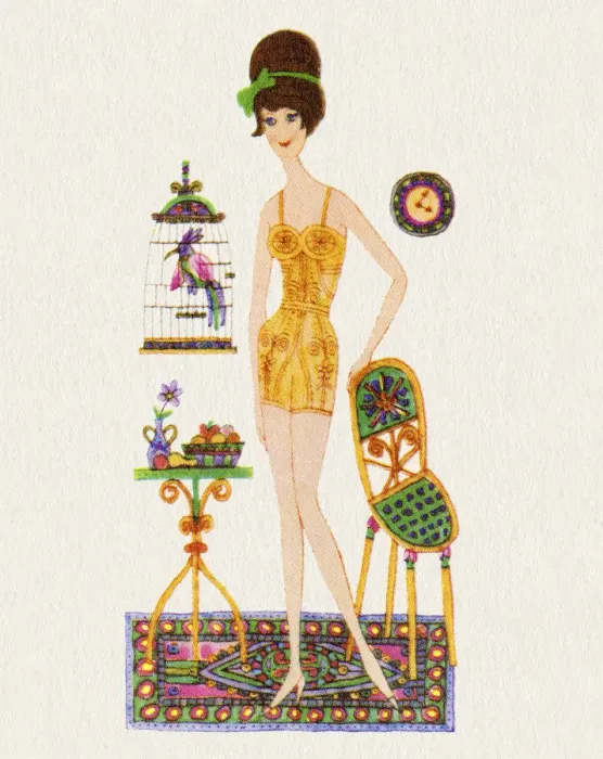 Framed Print : Woman Standing by a Birdcage Framed Print : Woman Standing by a Birdcage