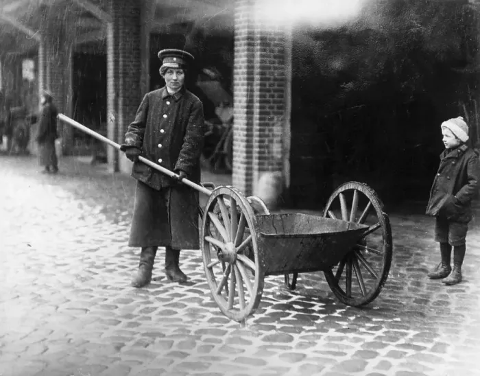 Framed Print : Woman Street Cleaner In World War I Framed Print : Woman Street Cleaner In World War I