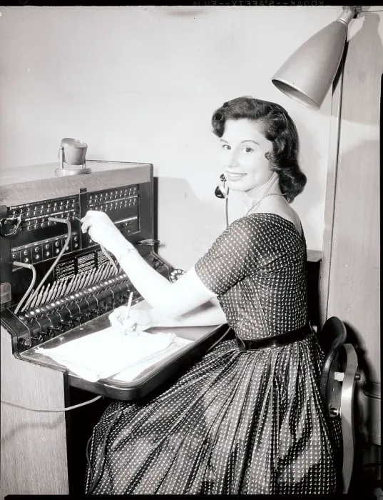 Framed Print : Woman at Switchboard