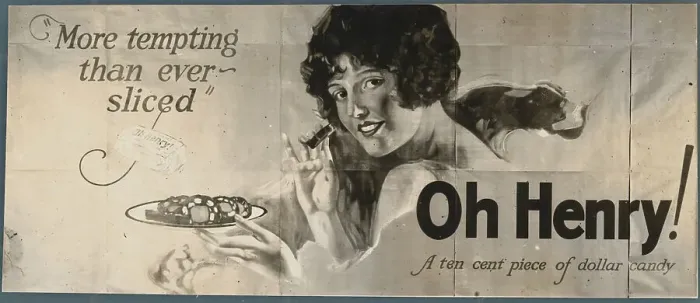 Framed Print : Woman Taking Piece of Oh Henry Candy from Tray Framed Print : Woman Taking Piece of Oh Henry Candy from Tray