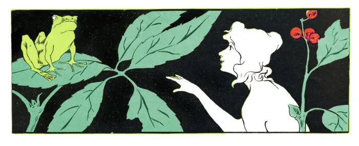 Framed Print : Woman touching Frog Prince art nouveau 1897 Framed Print : Woman touching Frog Prince art nouveau 1897