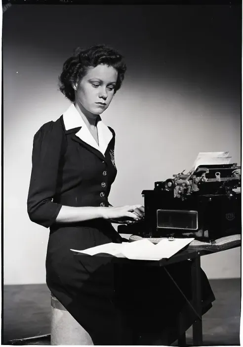 Framed Print : Woman Types at Stenograph Machine Framed Print : Woman Types at Stenograph Machine